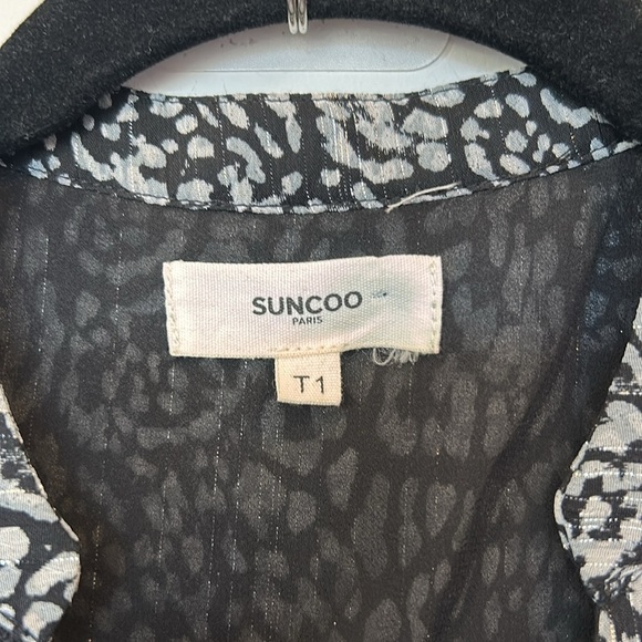 SUNCOO Chirel Shirred Metallic Dress in Carbonne - Picture 9 of 13